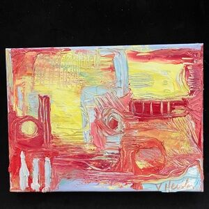 Sun Rise “An Original  Oil  Painting Abstract  Style 9”x13” Handmade